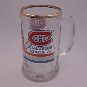 Canadiens Montreal Beer Glass with Handle and Gold Rim